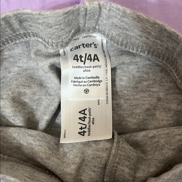 Carter’s Purple Long Sleeve Top and Gray Pants Set - Picture 3 of 3